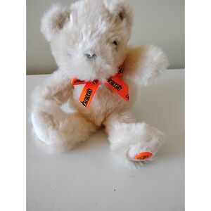 GALERIE BEAR Tan 10" Plush Stuffed Animal Orange Reese's Bow/Foot Badge